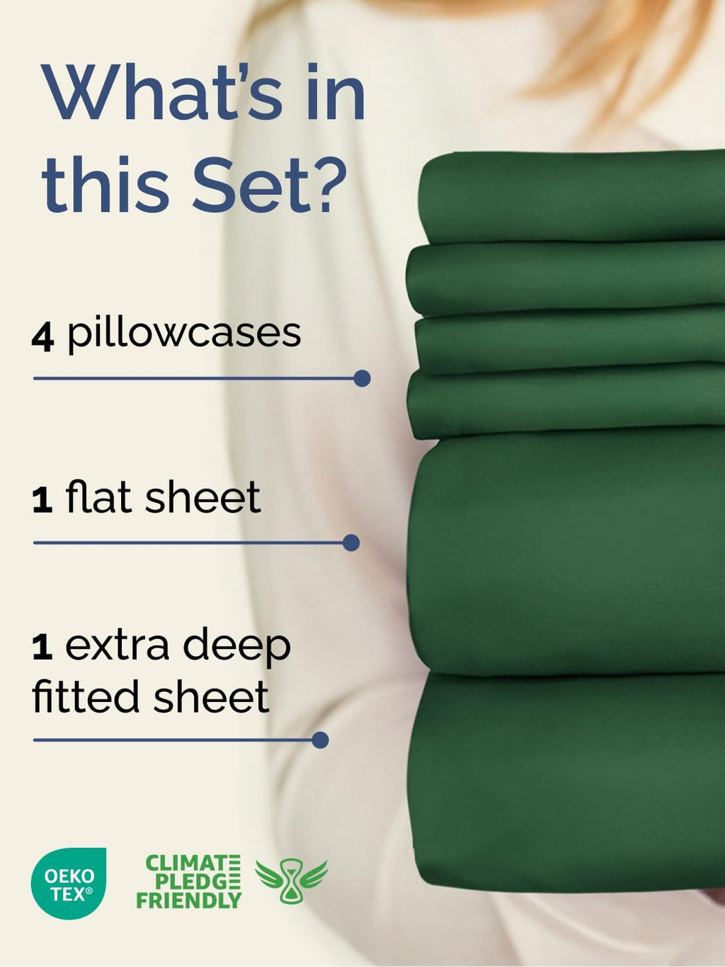 Skiennix Extra Deep King Sheet Set - 6 Piece Breathable Cooling Bedding - Soft Wrinkle-Free Emerald Green