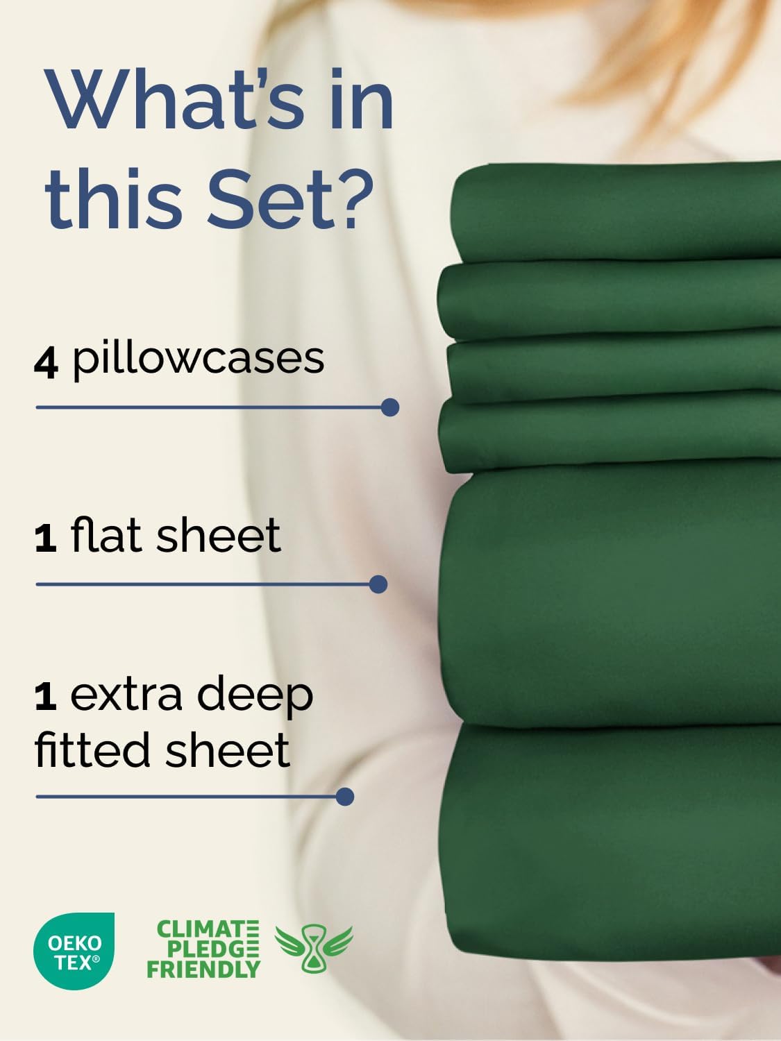 Skiennix Extra Deep King Sheet Set - 6 Piece Breathable Cooling Bedding - Soft Wrinkle-Free Emerald Green