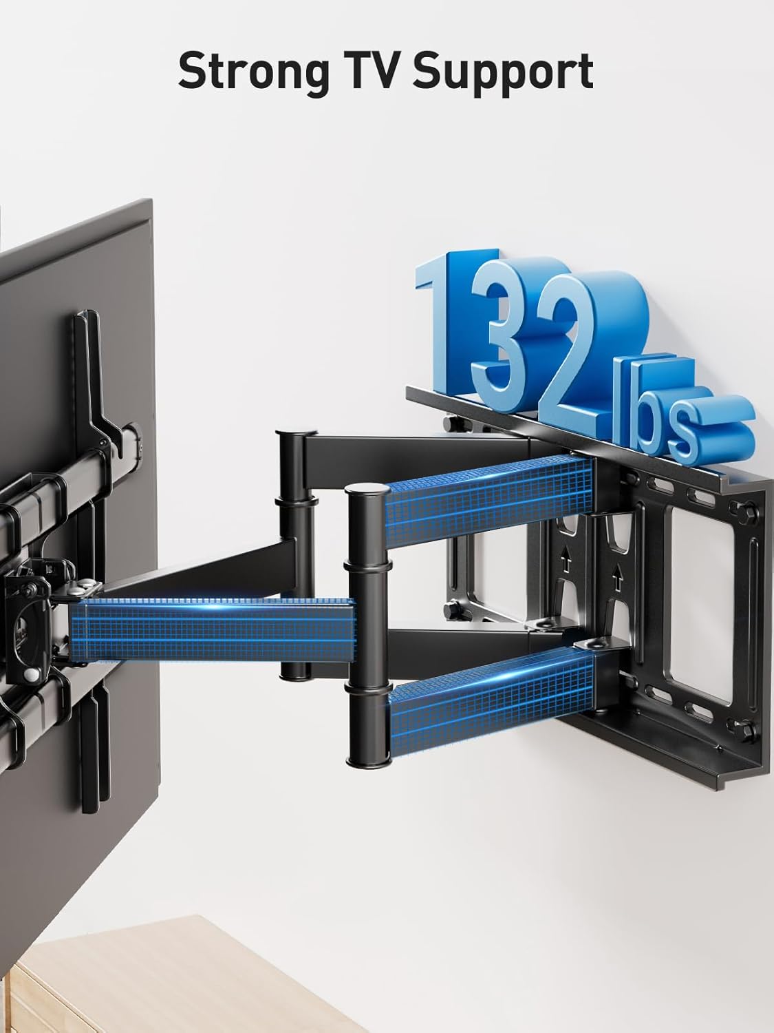 Perlesmith Full Motion TV Wall Mount - Fits 37-82 Inch TVs Up to 132 lbs | Dual Articulating Arms & Tilt