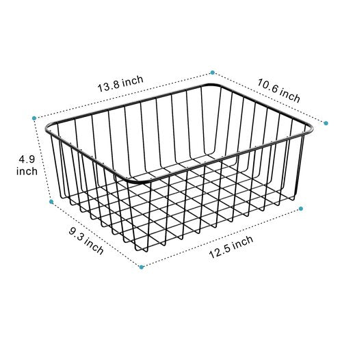 iSPECLE Refrigerator Organizer Bins - 5 Pack Fridge Storage Baskets Bins for 25 / 26 / 27.4 / 28 Cu.Ft Refrigerator Freezer Sort and Easily Get Food Stop Food Falling out Allow Air Circulation, Black