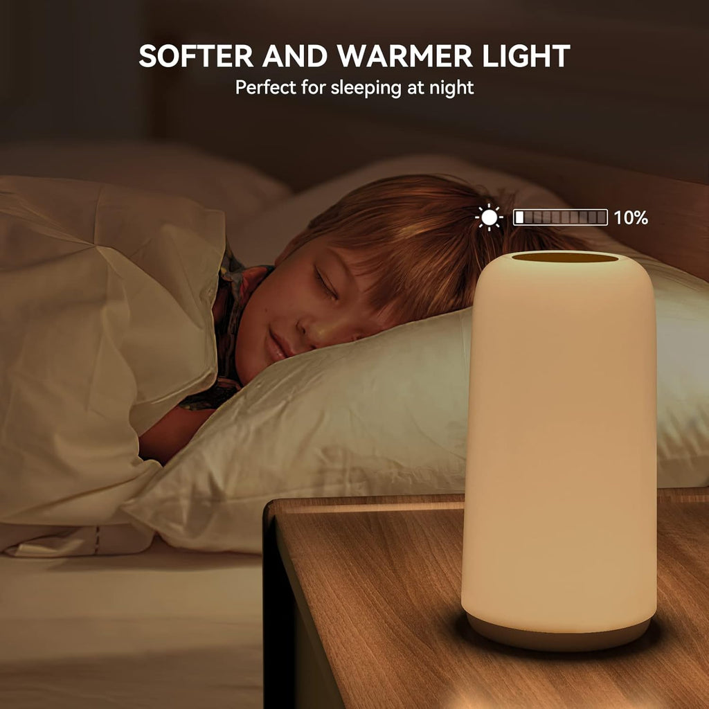 ROOTRO Touch Bedside Table Lamp - Sleek 3-Way Dimmable LED with RGB Mode | Multi-Color Nightstand Light