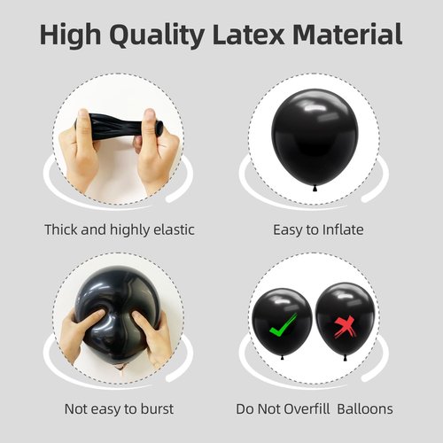 Black Balloon Arch Kit by [Brand Name] - 135pcs in Various Sizes (5-18 Inch) for Parties & Celebrations