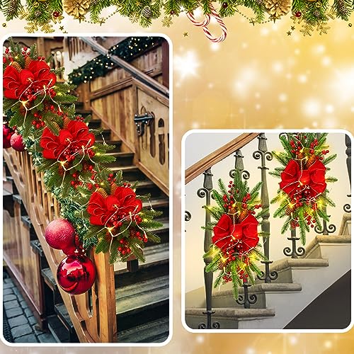 3-Pack 24-Inch Prelit Christmas Teardrop Swags with LED Lights and Ornaments