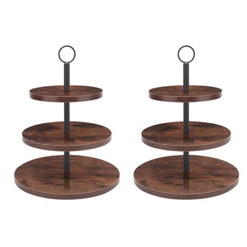 2 Set 3 Tier Cupcake Stand, Large Tiered Serving Tray Cupcake Tower, Wood Veneer Serving Stand Display Dessert Cookie Candy Buffet Holder for Home Tea Party, Wedding, Farmhouse, Kitchen Decor-8"x10"x12"