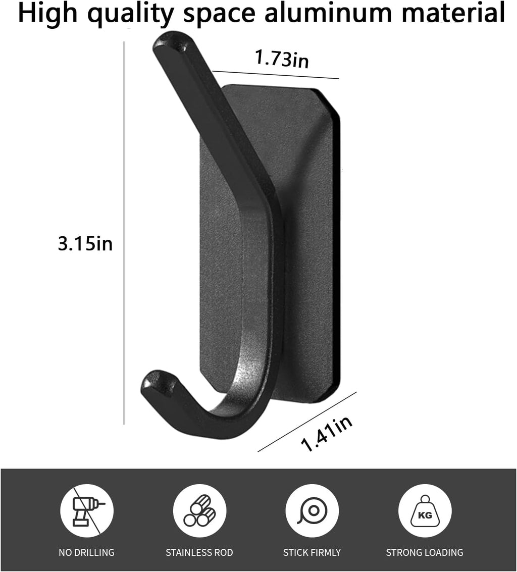 Paoli Heavy Duty Adhesive Hooks - Self-Adhesive 30 lb Load Capacity | 4-Pack Black for Home & Office