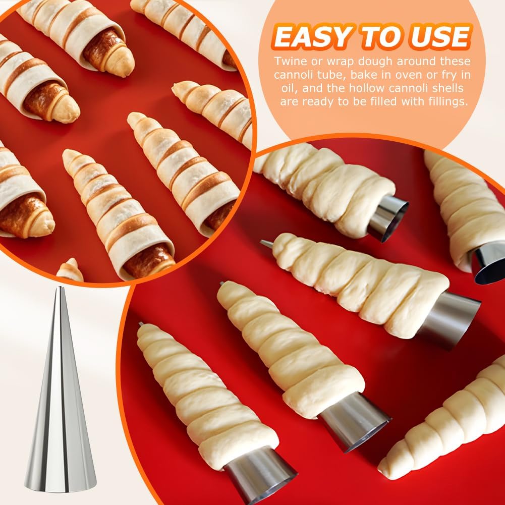 Skiennix 35-Piece Cream Horn Mold Kit - Non-Stick Stainless Steel Conical Tubes for Pastries | Silver