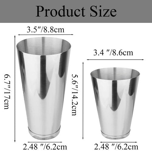 Boston Cocktail Shaker Set, 24 oz & 18 oz Premium 304 Steel Weighted Shakers Tins, Metal Martini Shaker for Bartending, Drink Shaker, Essential Bar Tools for Mixing Drinks（Sliver）