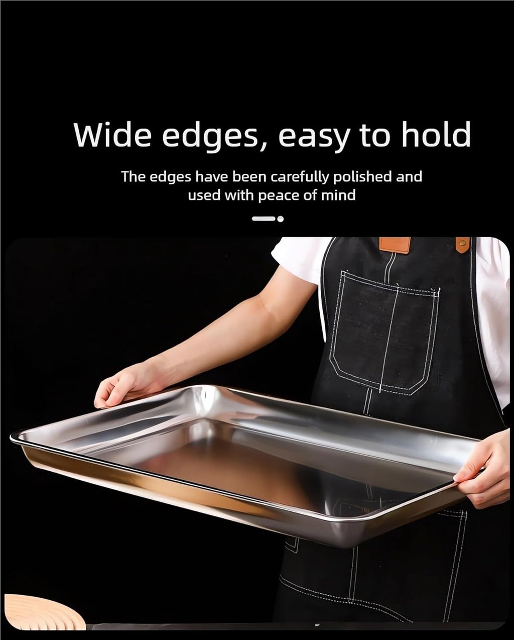 Skiennix Extra Large Baking Pan Set - 304 Stainless Steel, Non-Toxic, 2-Pack (1 Solid & 1 Perforated)
