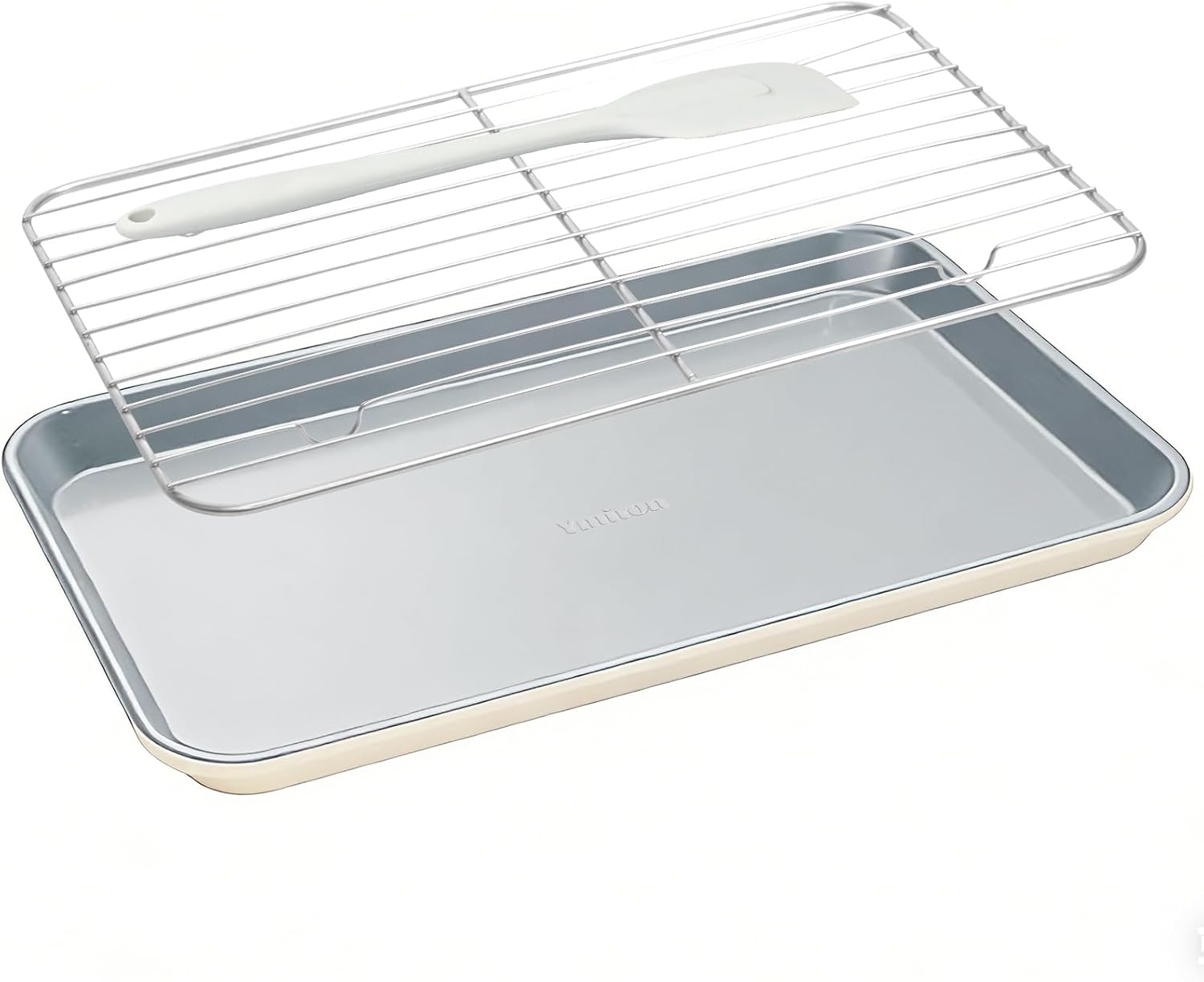 Skiennix 7PCS Ceramic-Coated Baking Sheet Set - Non-Stick Jelly Roll Pan & Accessories | Oven Safe to 550°F, Sunshine Cream