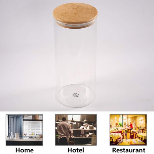 Glass Coffee Bean Container, 52.36 FL OZ (1550 ML), [Thickened Version] 77L Glass Food Storage Jar with Airtight Seal Bamboo Lid - Clear Food Storage Canister for Serving Tea, Coffee, Spice and More