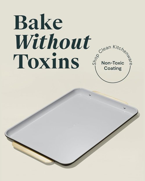 Caraway Non-Stick Ceramic Baking Sheet - Non-Toxic & PTFE Free - Ideal for Baking & Roasting - Large (18" x 13") - Black