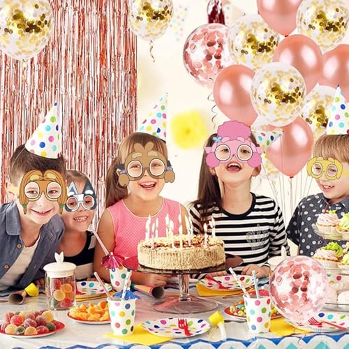 24-Piece Cartoon Puppy Paper Glasses and Masks - Birthday Party Photo Props