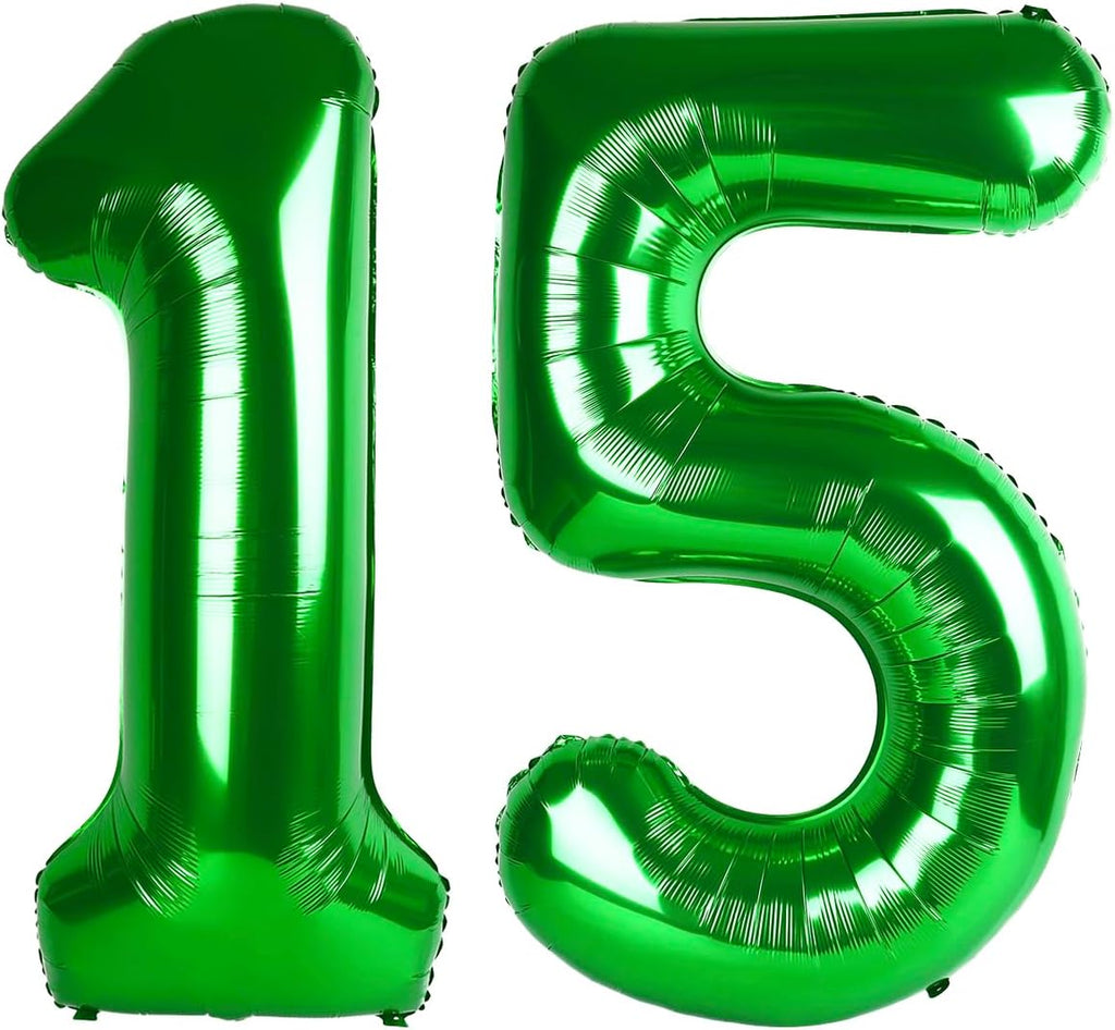 Skiennix 40-Inch Dark Green Number 15 Balloons | Perfect for 15th Birthday & Anniversary Celebrations
