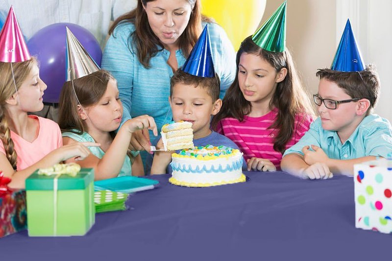 Party Solids 54 Inch X 100 Feet Navy Plastic Table Cover Roll in A Cut - to - Size Box with Convenient Slide Cutter. Cuts Up to 12 Rectangle 8 Feet Plastic Disposable Tablecloths