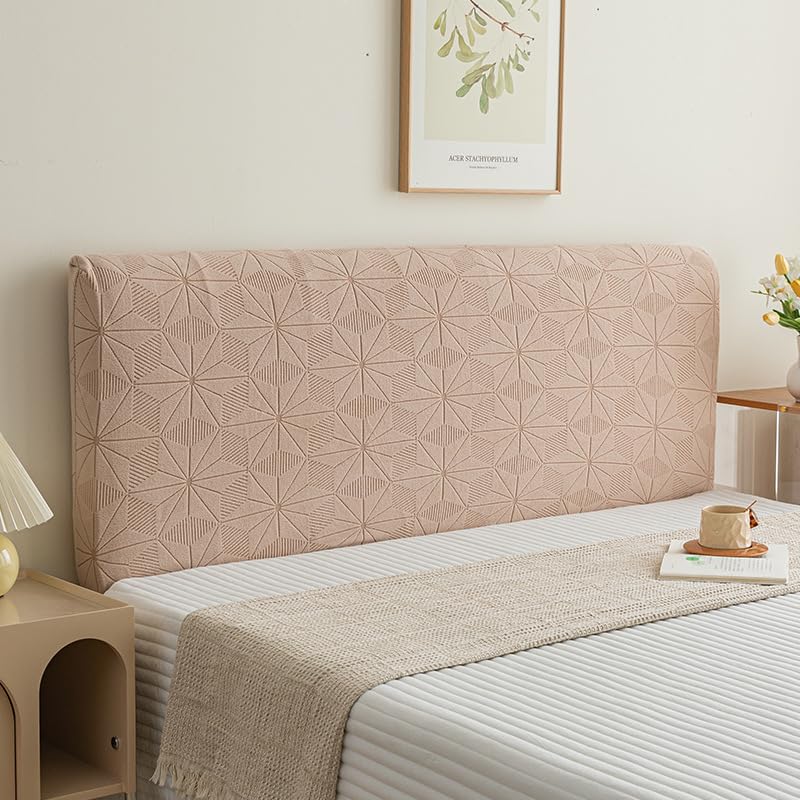 Stretch Bed Headboard Cover - Jacquard Dustproof Protector (47in, Khaki)