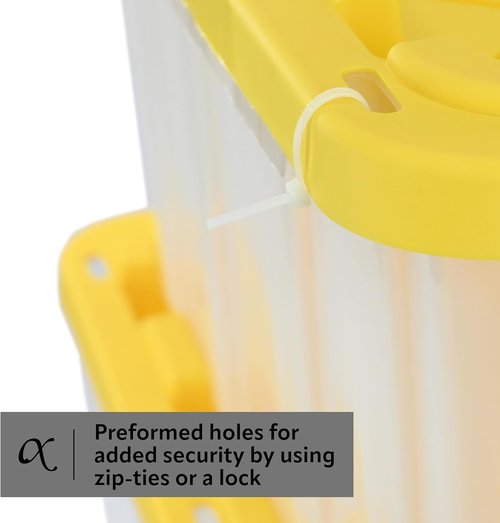 CX Black & Yellow 27-Gallon Heavy Duty Storage Bins - Stackable & Weather-Resistant | 4 Pack (14.3H x 20.6W x 30.6D)