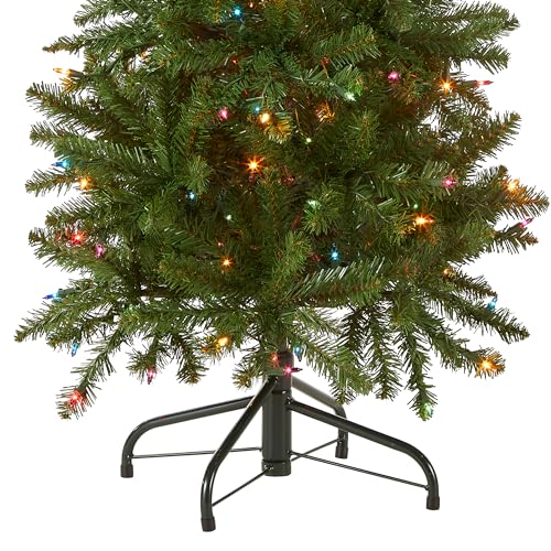 National Tree Company 4.5ft Pre-Lit Kingswood Fir Slim Christmas Tree - 150 Multicolor Lights, Hinged Branches
