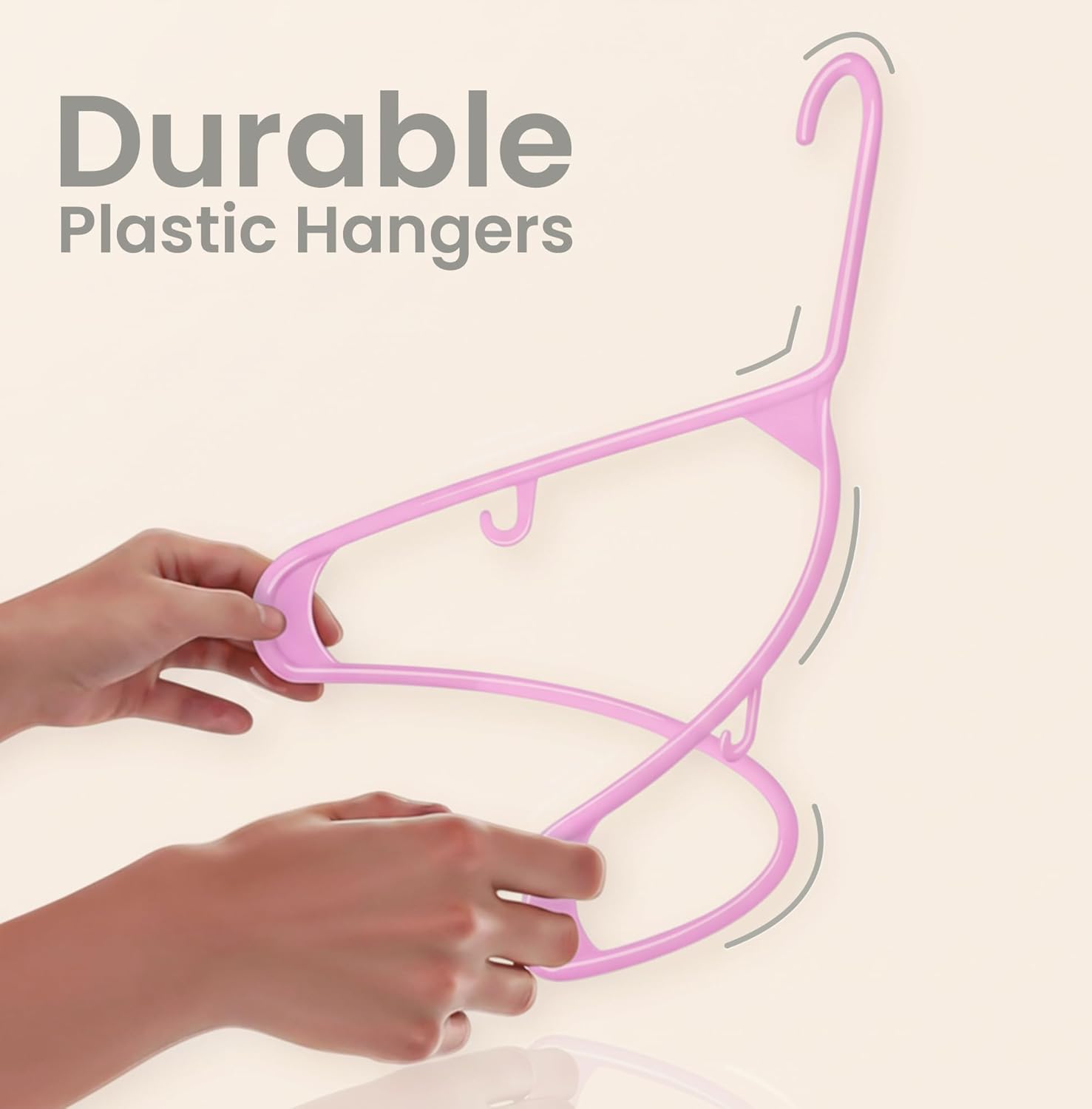 Utopia Home Plastic Hangers 50 Pack - Durable Space-Saving Closet Organizers - Built-In Strap Hooks for Shirts, Pants, Skirts & Coats (Pink)