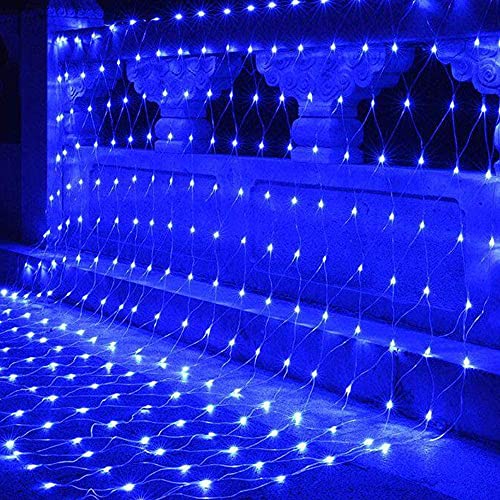 HeKation 9.8' x 6.6' Blue 200 LED Net Mesh String Lights, 8 Modes Waterproof