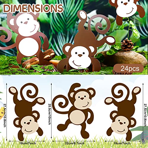 24 Pcs Monkey Hanging Cutouts for Jungle Safari Themed Birthday Parties