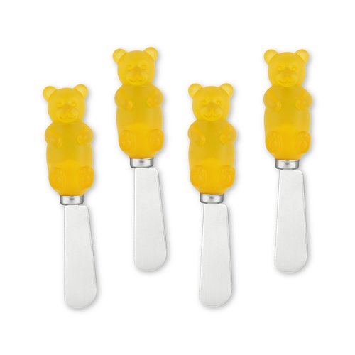 Supreme Housewares Jelly Bear Cheese Spreaders, Hand-Painted Resin Handles with Stainless Steel Blades for Spreading Cream Cheese, Butter, Jam, or Sandwich, Set of 4