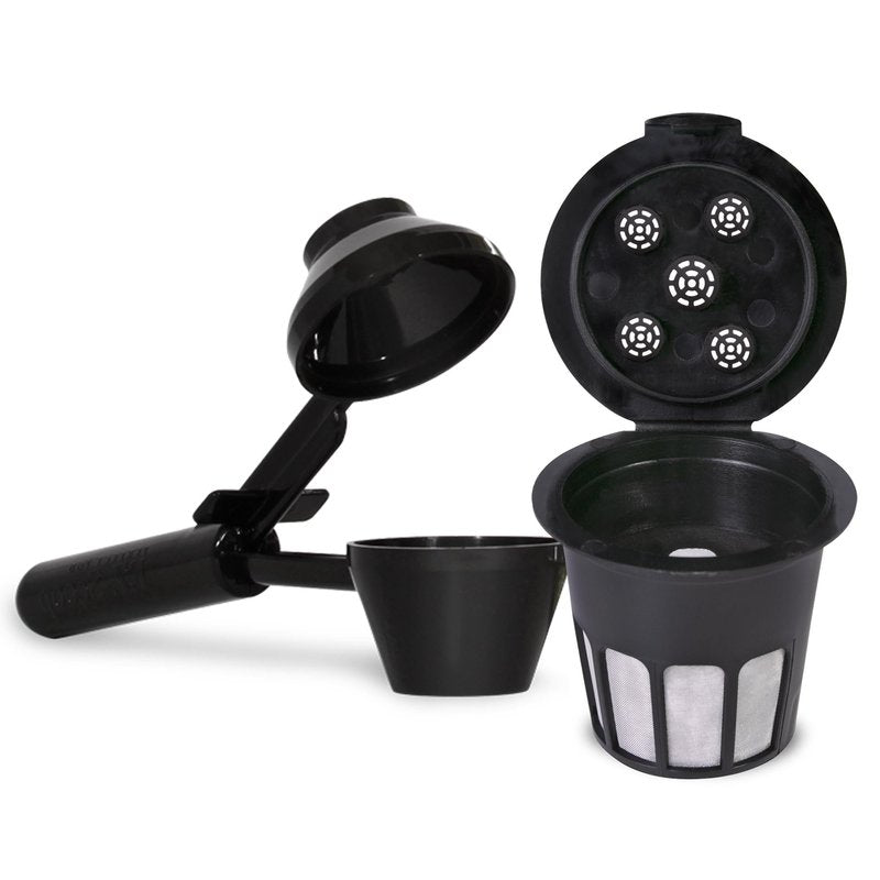 Cafe Supreme 5-Stream Reusable Single Serve Coffee Filter K Cup Pod + EZ-Scoop Coffee Scoop with Funnel | Compatible with Keurig 1 or 5-Stream Coffee Makers