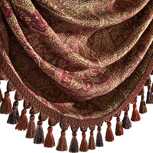 Loom and Mill Jacquard Waterfall Valance 39"W x 45"L Gradient Red - Vintage Elegance