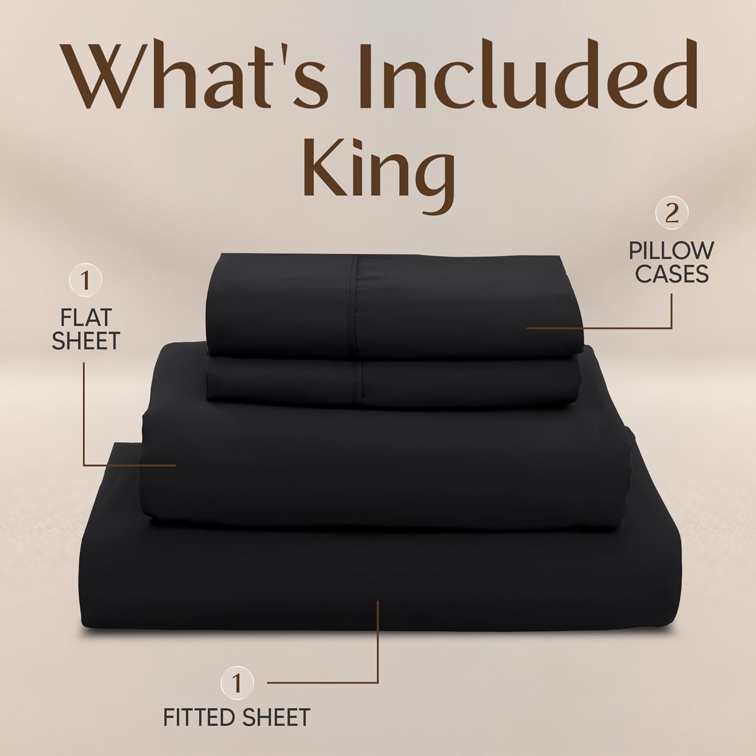 Utopia Bedding King Size Sheet Set - 4-Piece Soft Microfiber Bed Sheets | Oeko-Tex Certified (Black)