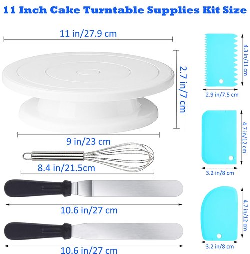 124 PCS Cake Decorating Kit with Cake Stand Turntable, Piping Bags and Tips Set, 100+1 Piping Bags, 12 Icing Piping Tips, 3 Scrapers, 2 Spatulas, Manual Egg Whisk, Baking Supplies for Cake Lovers