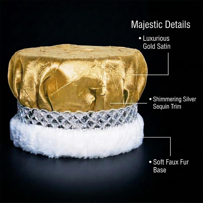 Anderson’s Royal Grandeur Coronation Set, Gold Crushed Satin King Crown and Sparkling Rhinestone Mirabella Tiara for Prom, Homecoming, Winter Formals, Special Events and Dance Coronations