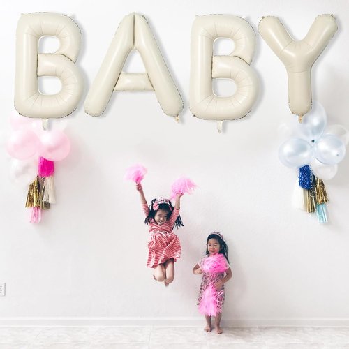 Giant Alphabet C Foil Balloon - 40 Inch Nude Cream Custom Mylar Letter for Birthday & Baby Shower Decor