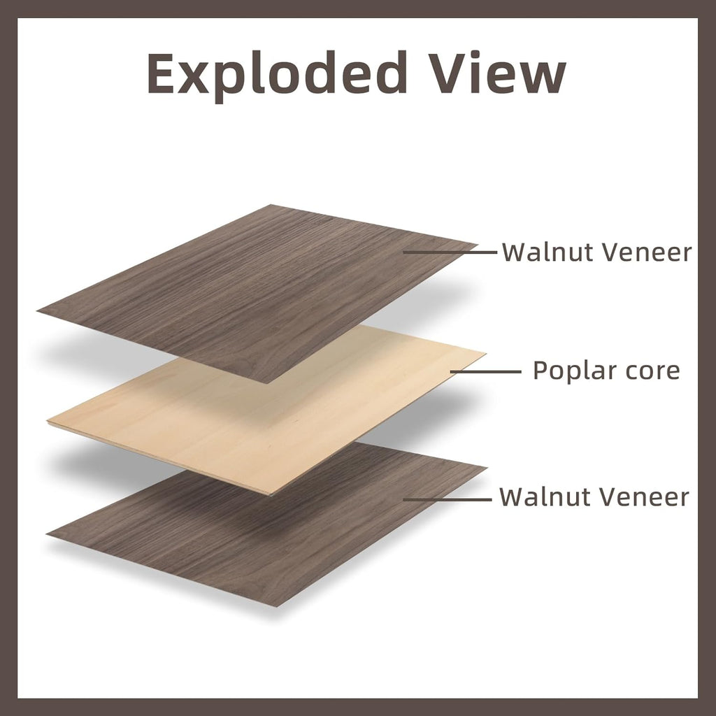 Walnut Plywood Sheets by [Brand Name] - 12x12 Inch | 1/8 Inch Thick | Ideal for Laser Cutting & Crafts