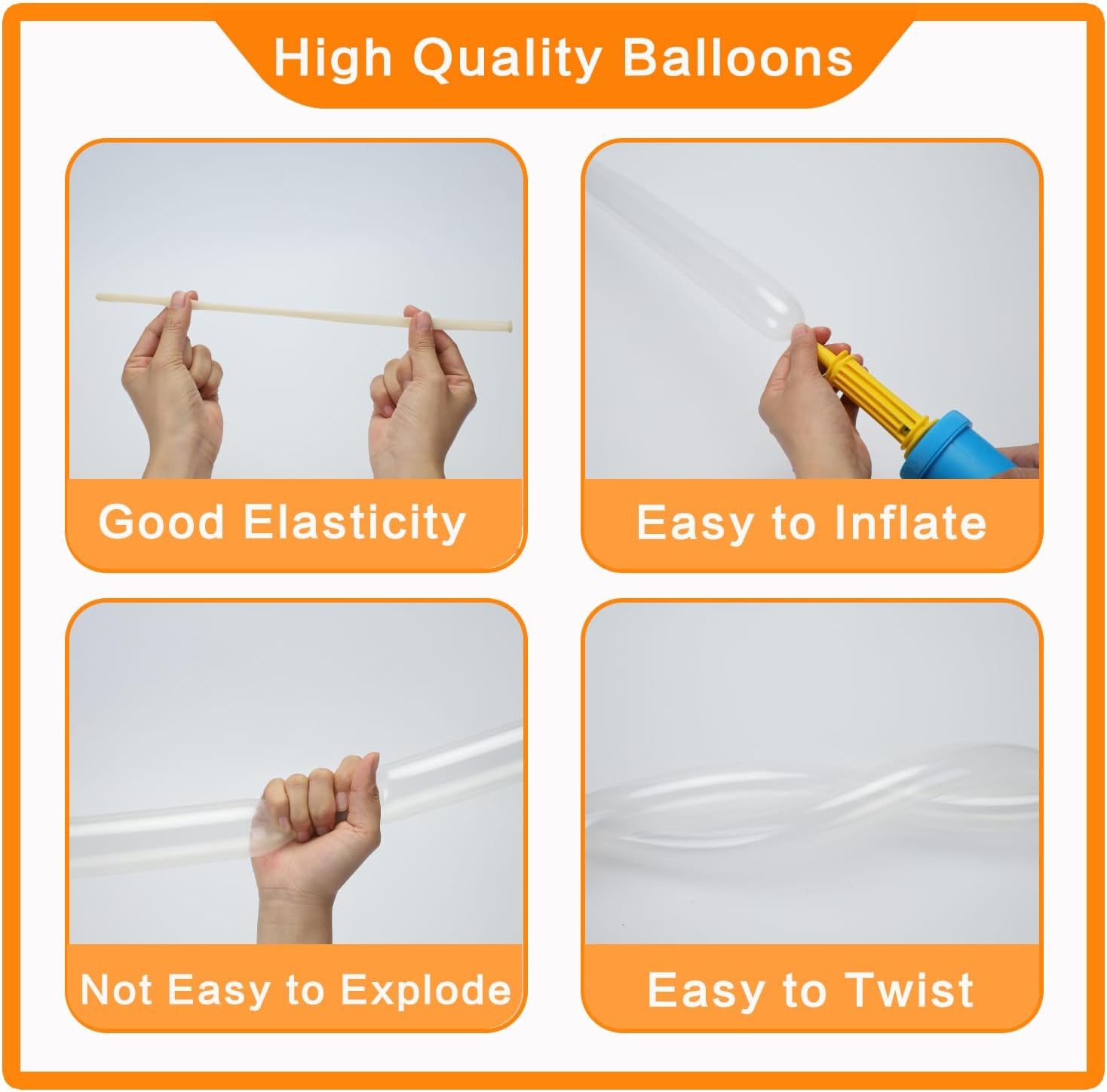 PIGETALE 100Pcs Clear 260 Long Balloons - Thickened Transparent Latex for Twisting & Modeling