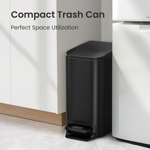 Cesun Toilet Brush Set - Stylish Holder & 1.6 Gallon Trash Can for Bathroom Organization