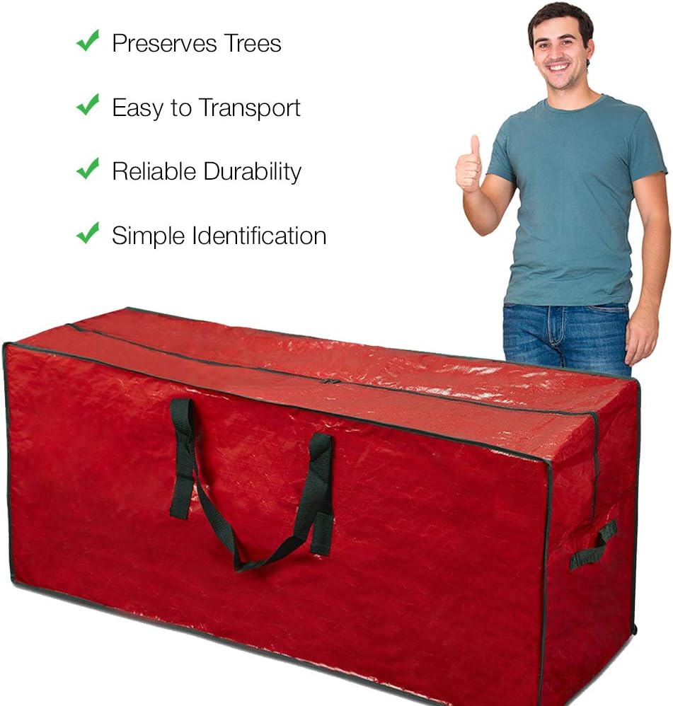 ProPik Christmas Tree Storage Bag - Fits Up to 7 Ft Tall Disassembled Tree | 45" x 15" x 20" Red Holiday Storage Case with Handles & Zipper