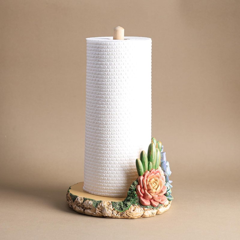 Colias Wing Cactus Pattern Paper Towel Holder Stand, Resin Cactus Crafts Display for Kitchen Countertop,Table Top Restaurant Cake Shop Dessert Shop