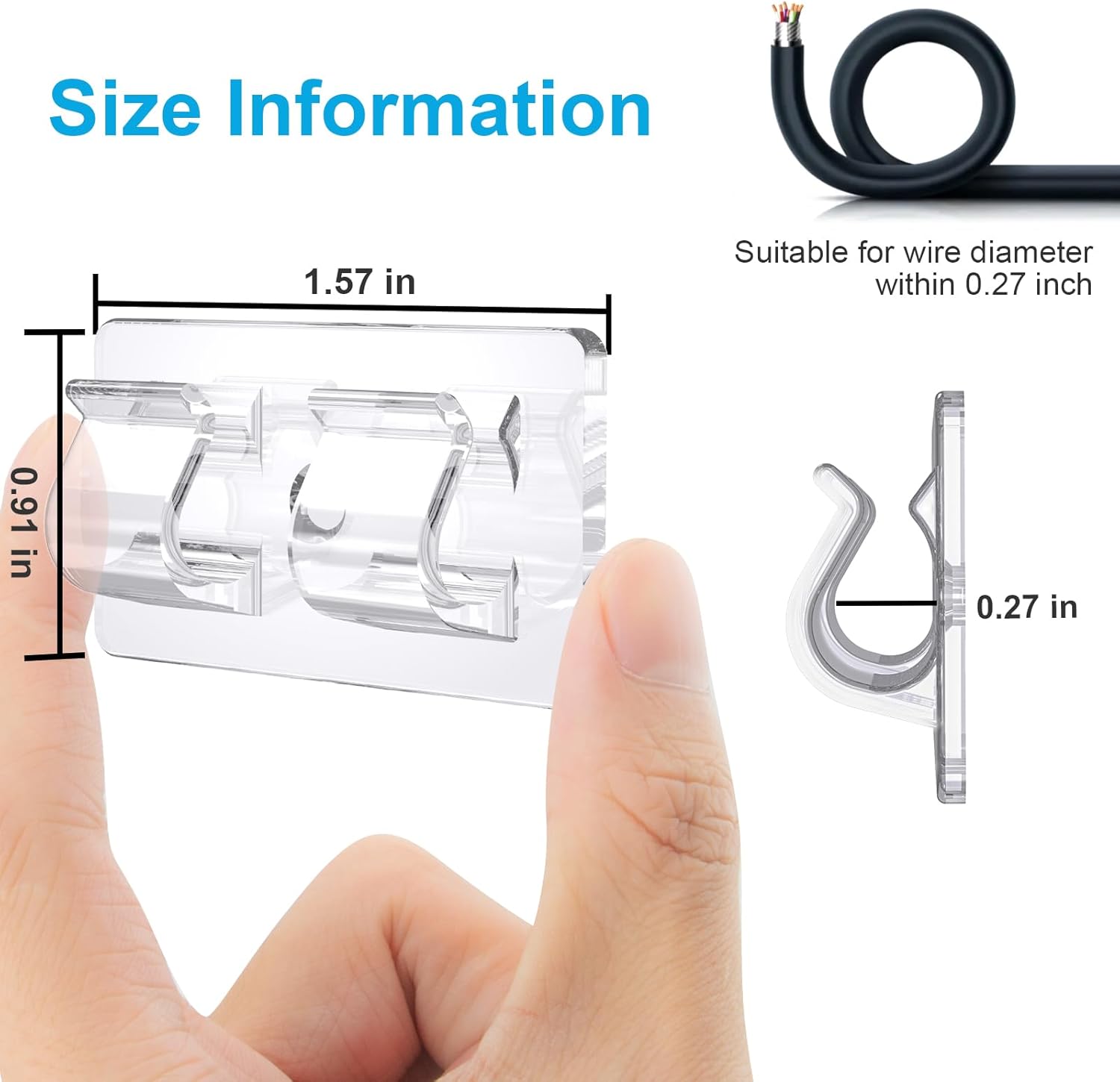 Skiennix 30 PCS Outdoor String Light Hooks - Heavy Duty Clear Adhesive Clips for Patio Decor