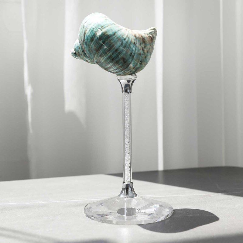 ZHIYOU Glass base decorative conch shell wine glass, rhinestone decorative handle, natural shell cocktail glass Martini glass party drinking highfoot, Beach, Wedding gift (Green 1pcs)