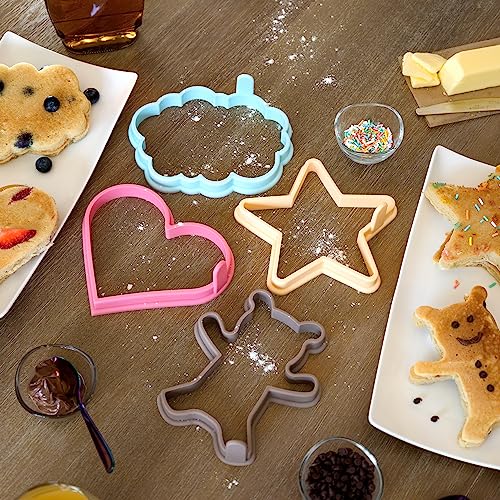Silicone Pancake Molds Set of 4 Nonstick Fun Shapes for Griddle