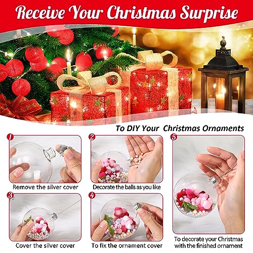 Liliful Clear Glass Christmas Ornaments 3.15 in - Pack of 12