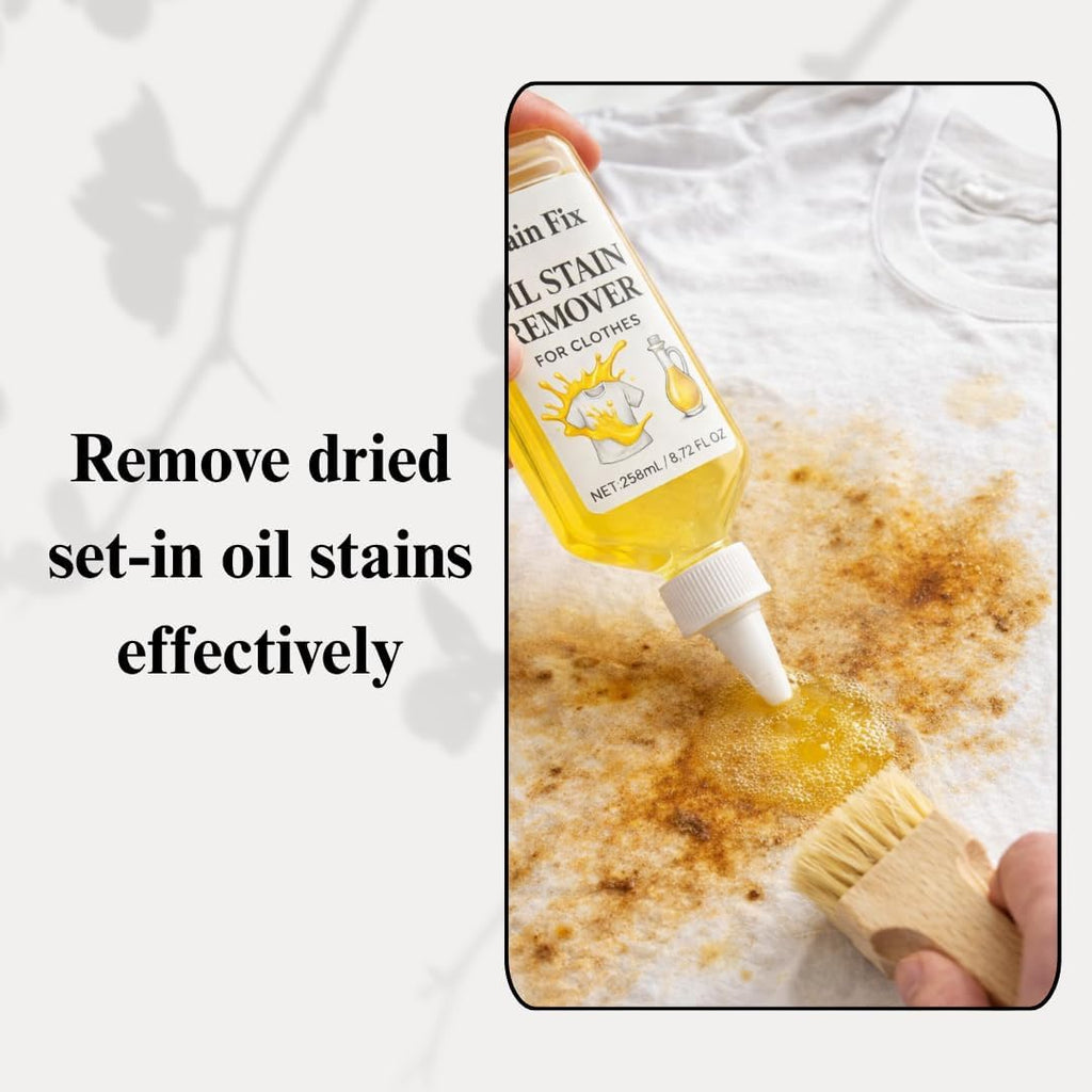 Oil Stain Remover by [Brand Name] | Effective Fabric Cleaner for Cooking & Engine Stains - 8.72oz