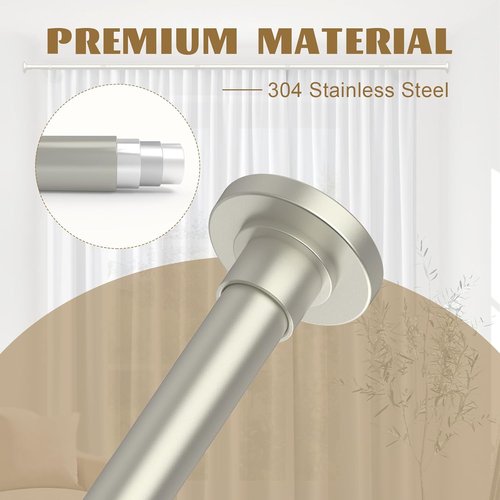 GXOACKJ Brushed Nickel Shower Curtain Rod - Adjustable 31-80 Inch Spring Tension, No Drilling, Rust-Resistant