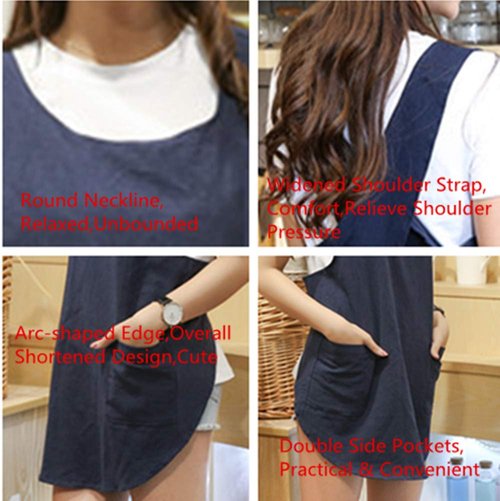 Shortened Design Apron, Japanese Style Soft Cotton Linen Apron with Two Side Pockets, X Cross Halter Aprons, Kitchen Cooking Clothes Gift for Women DIY Project, Crafting, Cooking, Baking(Army Green )