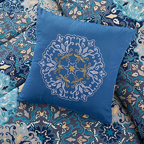 Granada Queen 8-Piece Reversible Microfiber Bed Set in Blues & Grays