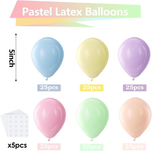 Bezente Pastel Balloons | 150 Pack 5-Inch Macaron Latex Balloons for Spring Birthday & Wedding Decor