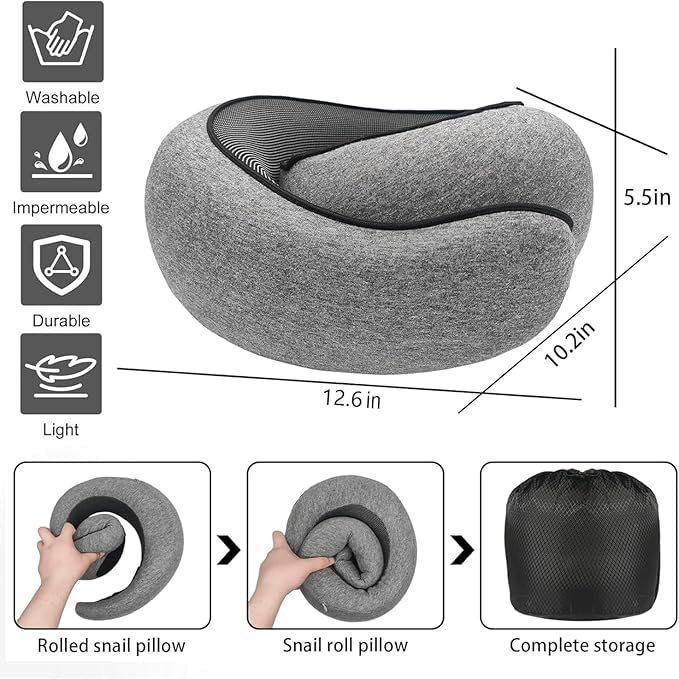Memory Foam Travel Neck Pillow with Chin Wrap - 360° Support