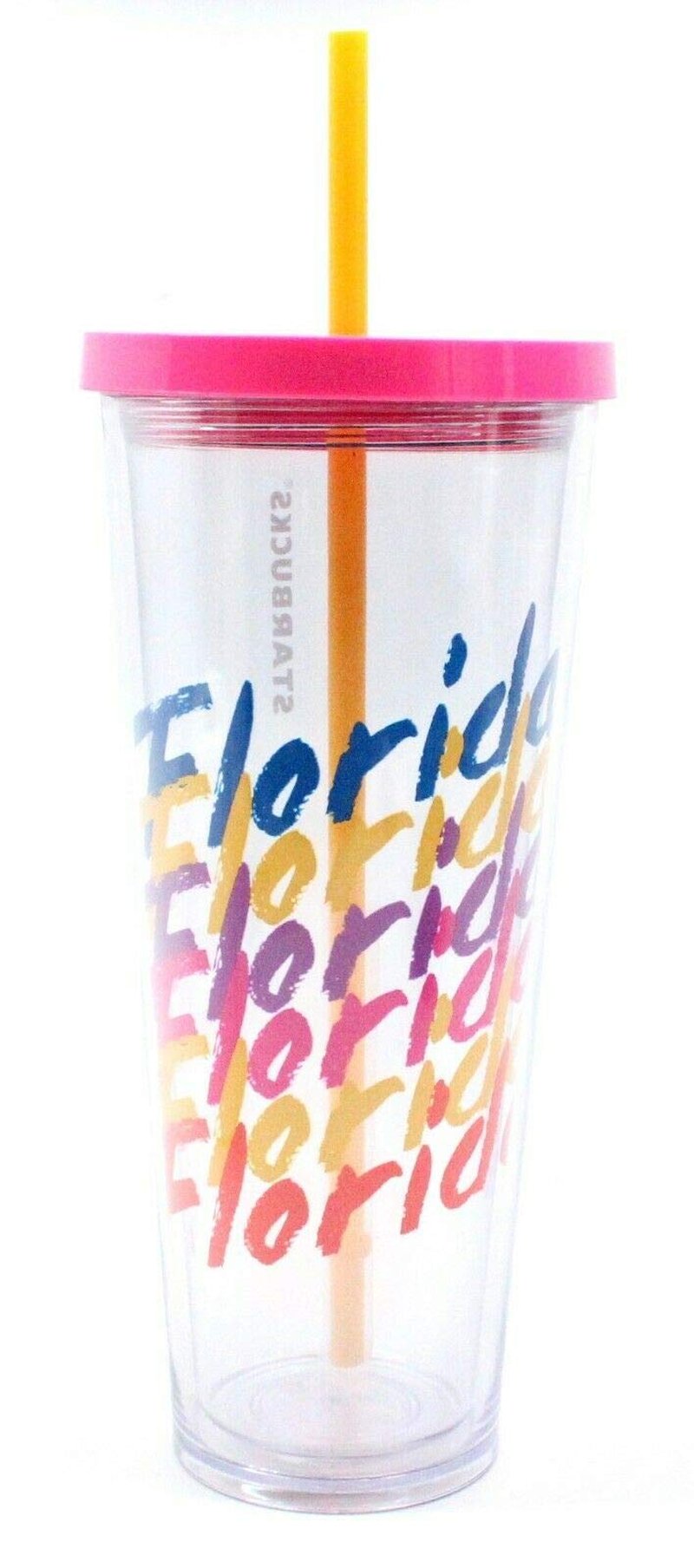 Starbucks FLORIDA Venti Size Acrylic Cold Cup With Straw