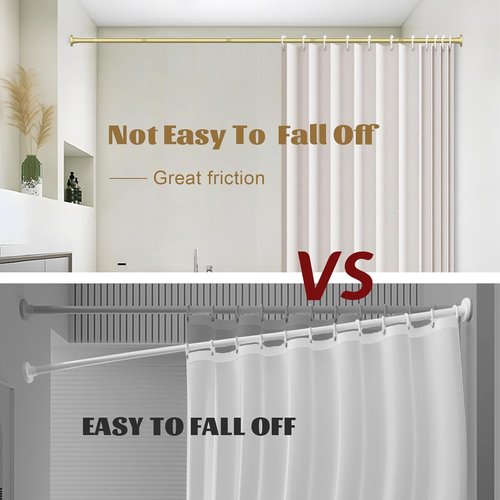 GXOACKJ Gold Shower Curtain Rod - Adjustable 31-80 Inch Spring Tension, No Drill, Rust-Resistant Stainless Steel