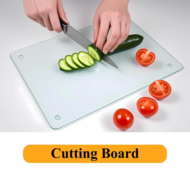 Tempered Glass Cutting Board for Kitchen, 18 x 24 Inch Clear Cutting Board with Non-Slip Feet for Countertop, Dishwasher Safe, Rounded Corner Board, Shatter, Heat & Scratch Resistant-Clear