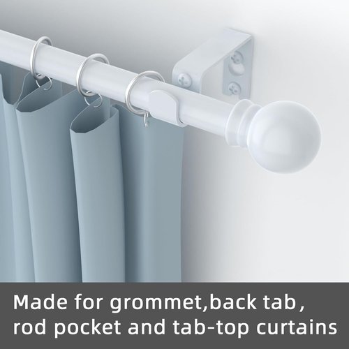 GXOACKJ Heavy Duty White Curtain Rods - 2 Pack, 32 to 48 Inch, 5/8 Inch Metal Set with Brackets